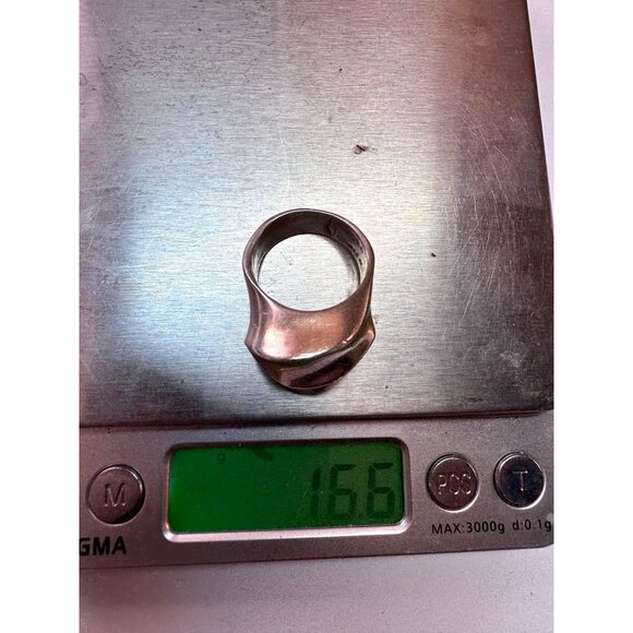 Vintage Mexico Modernist Sculptural Wave Ring Sterling Silver 925 Size 7 16.6g - Picture 9 of 10